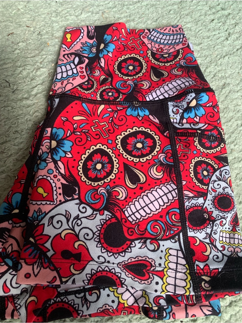 Constantly Varied Gear Red Black Blue Sugar Skull shorts